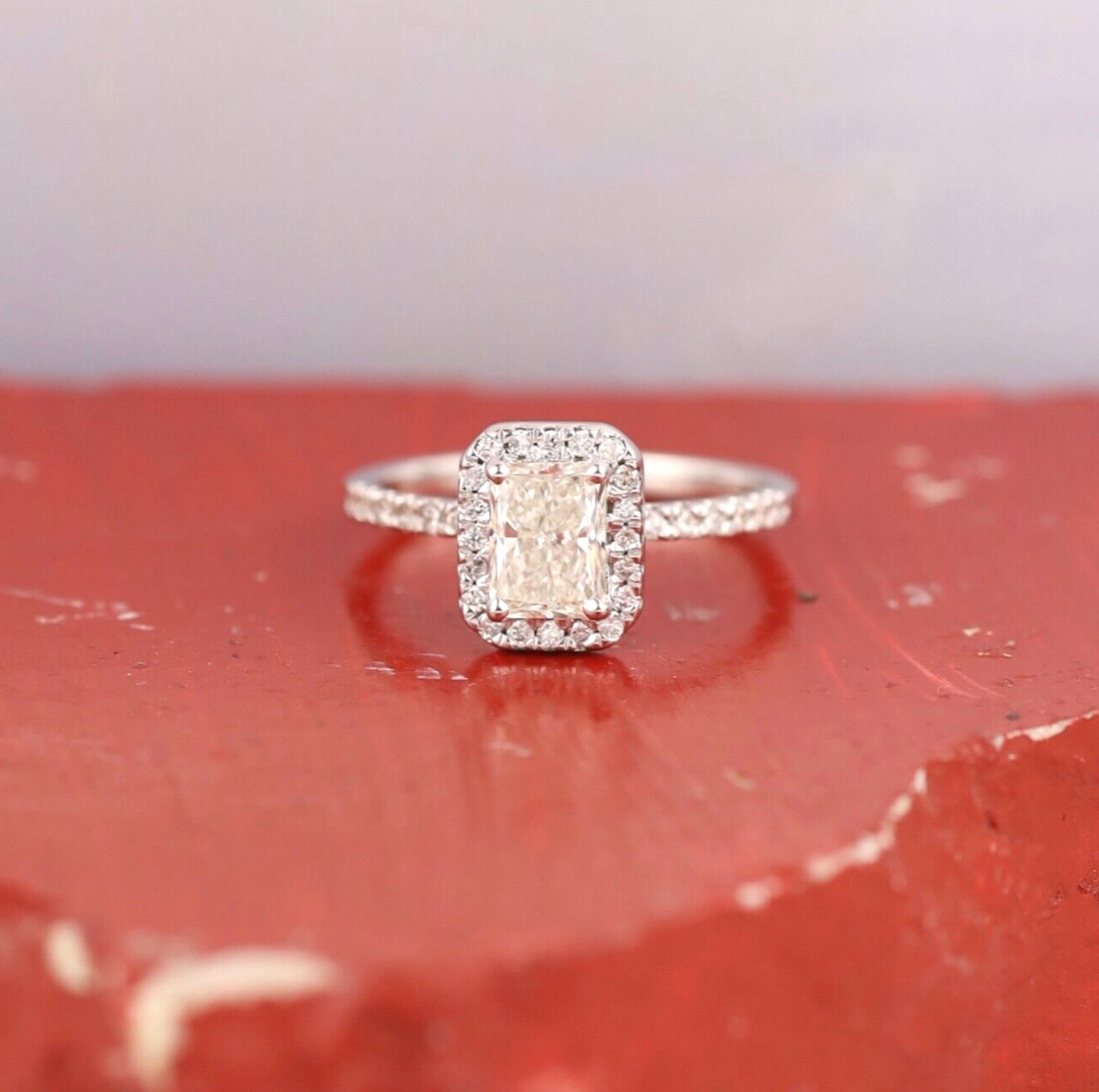 HRD-Certified 1.02 Carat Diamond w/.26 CTW Engagement Ring 18k White Gold ER0144