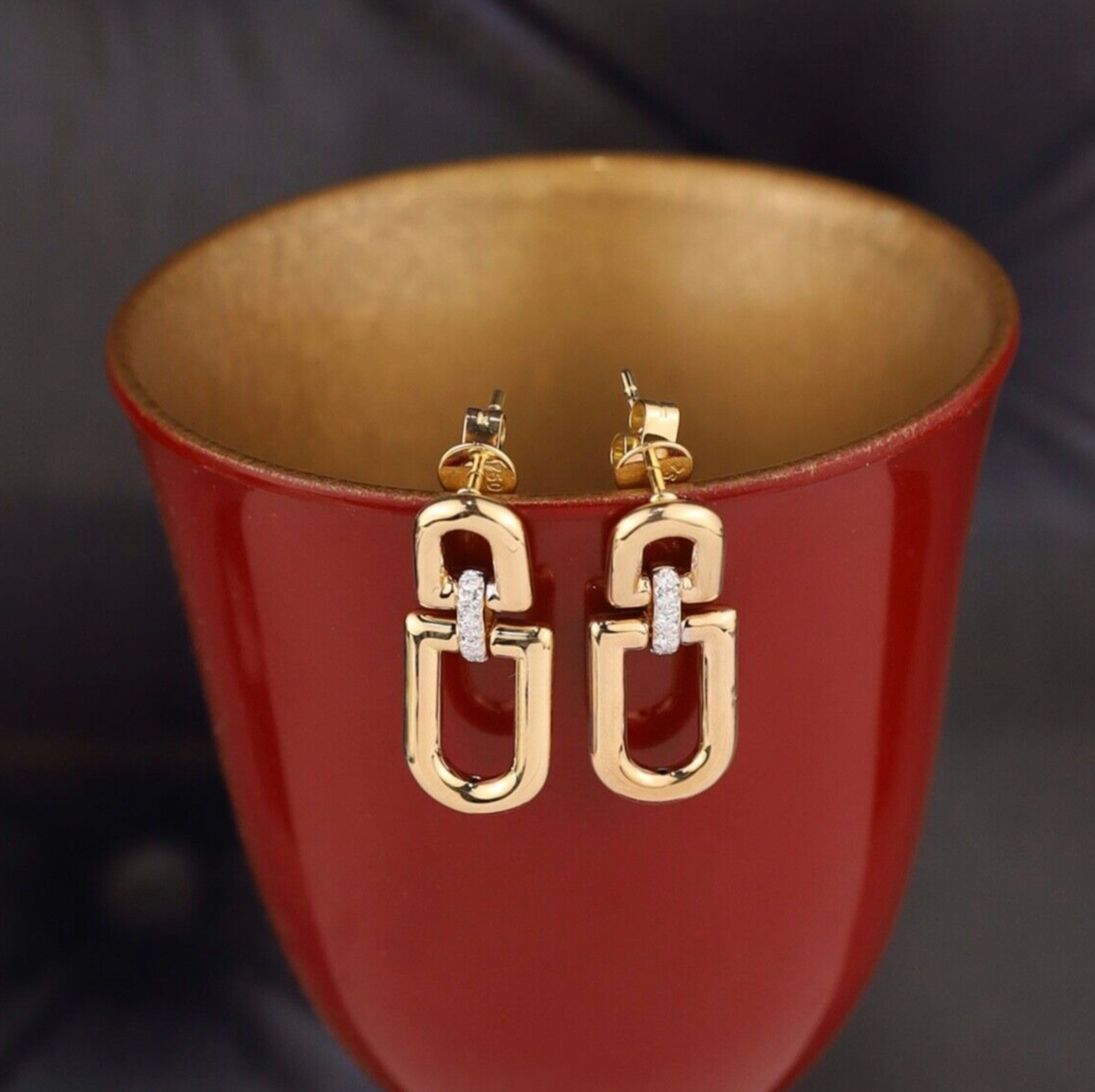 .11 CTW Diamond Earrings 18k Twotone Gold E008