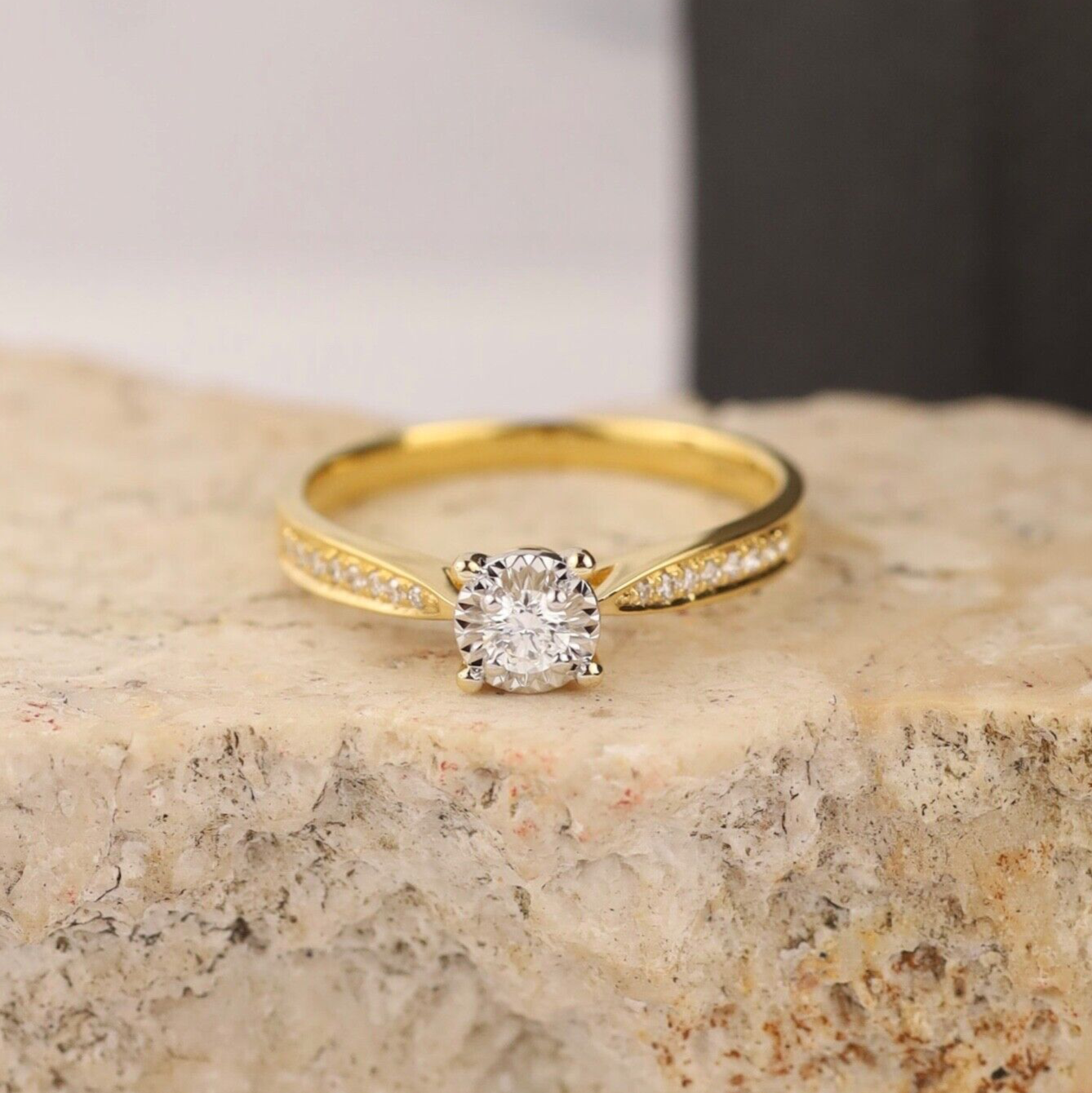 .136 CTW Diamond Engagement Ring 18k Twotone Gold ER722Y