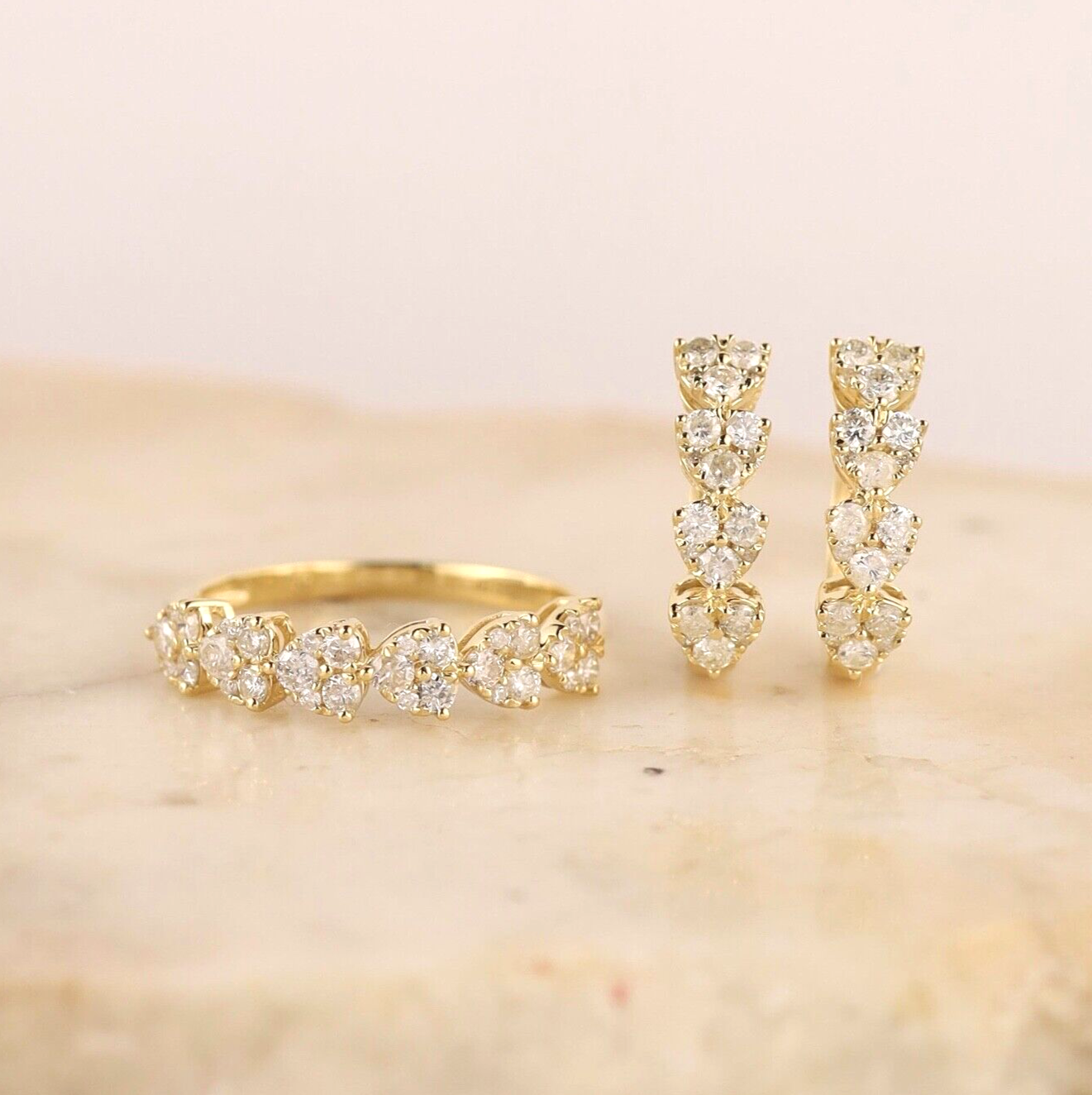 1.19 CTW Diamond Jewelry Set 18k Yellow Gold JS21-YG