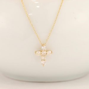 .43 CTW Diamond Cross Necklace 18k Yellow Gold N331-YG