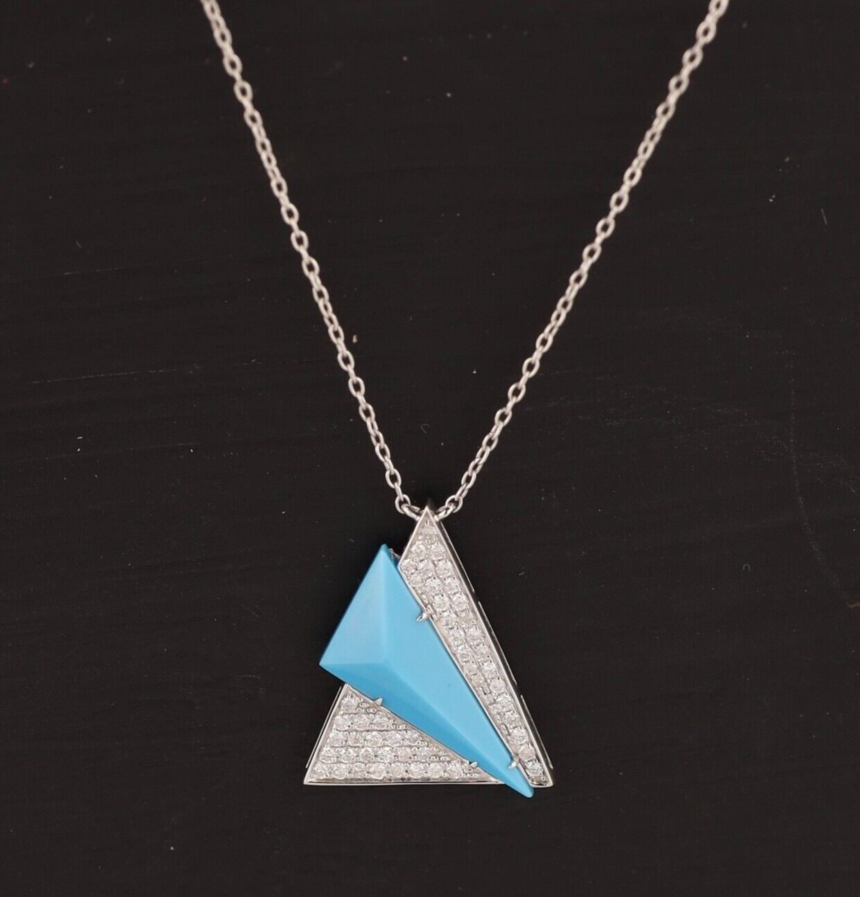 .24 CTW Diamond w/Turquoise Necklace 14k White Gold N320