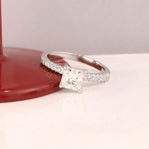 GIA-Certified 1.01 Carat Diamond w/.14CTW Engagement Ring 18kWhiteGold ER0204-WG