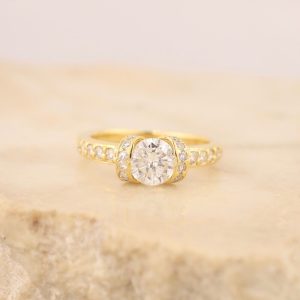1.49 CTW Diamond Engagement Ring 18k Yellow Gold ER0224-YG