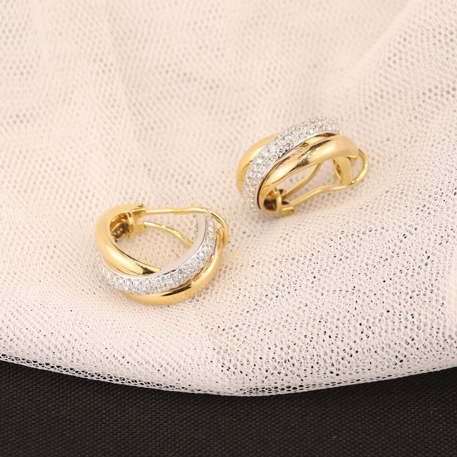 .91 CTW Diamond Clip Earrings 18k Twotone Gold E046-YG