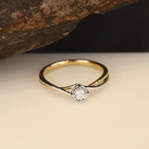 .077 Carat Diamond Engagement Ring 18k Twotone Gold ER726-YG