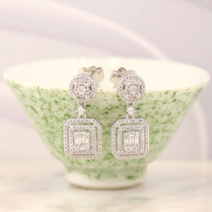 .578 CTW Diamond Dangling Earrings 14k White Gold E038-WG