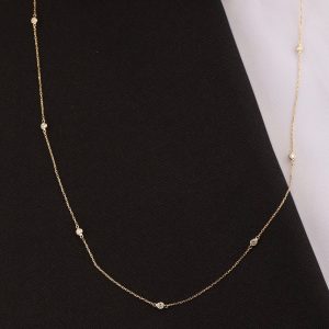 1.00 CTW Diamond Station Necklace 18k Yellow Gold N337-YG