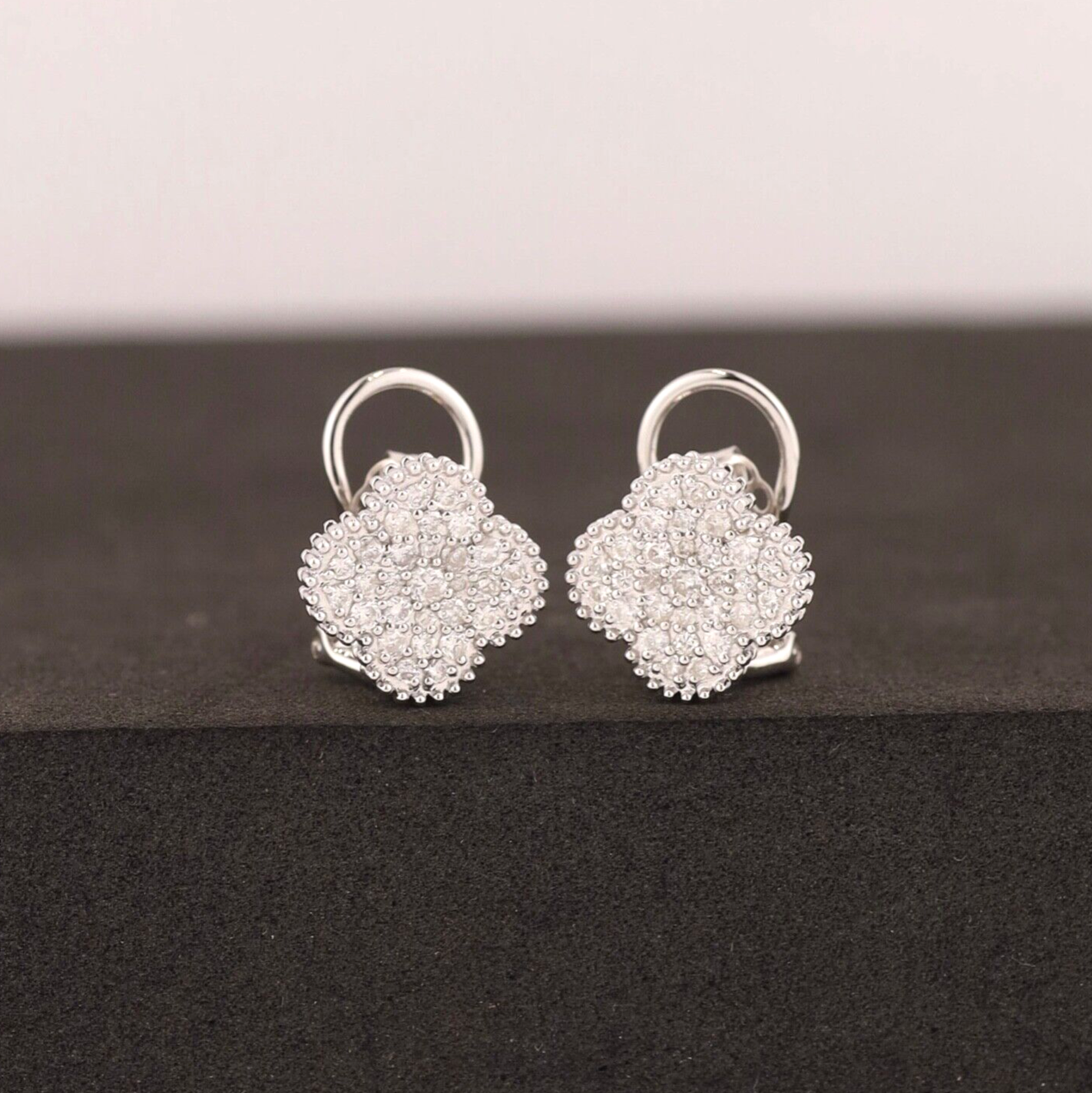.50 CTW Diamond Clip Earrings 18k White Gold E041-WG