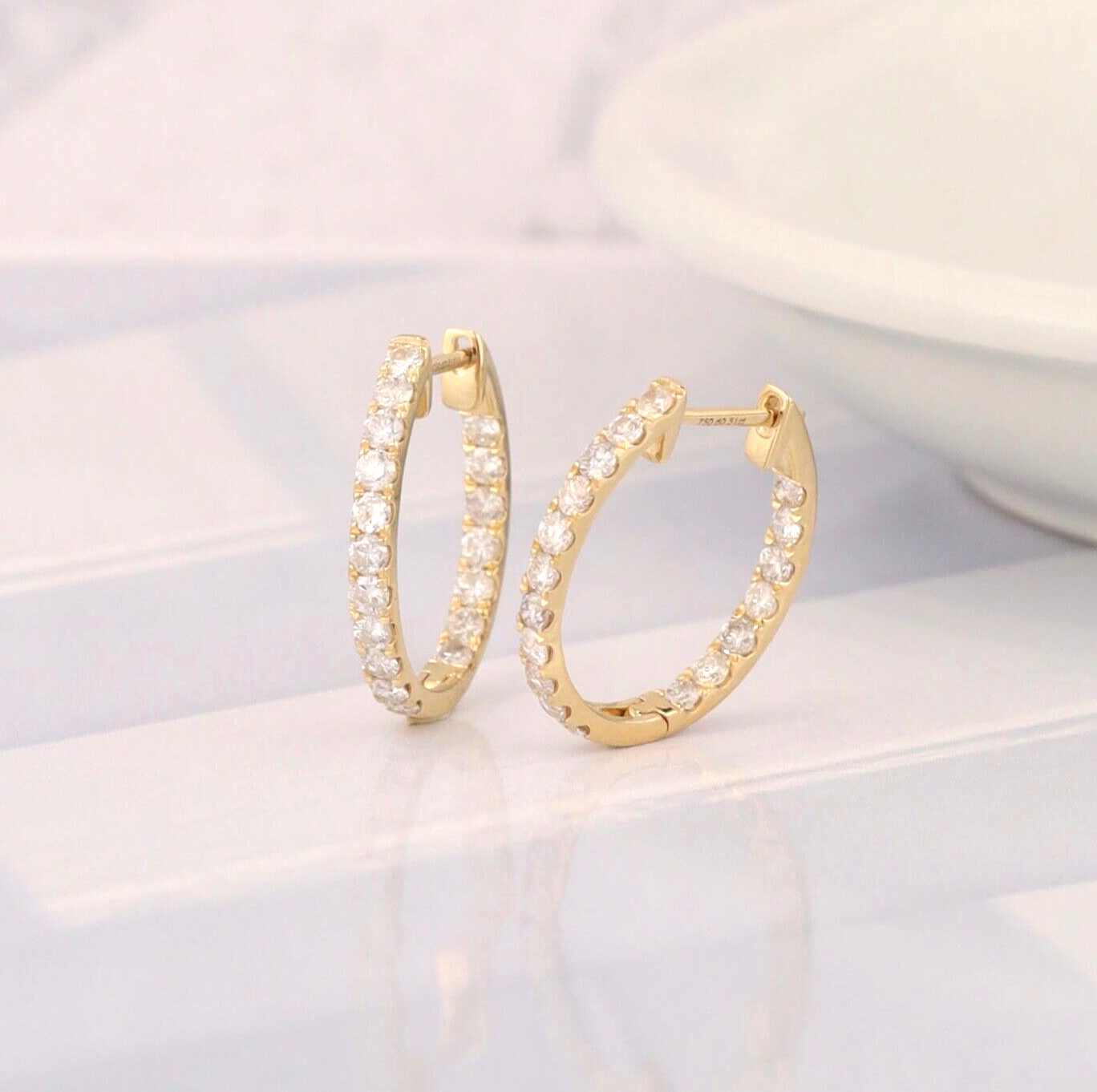 1.02 CTW Diamond Inside & Out Loop Earrings 18k Yellow Gold E063-YG