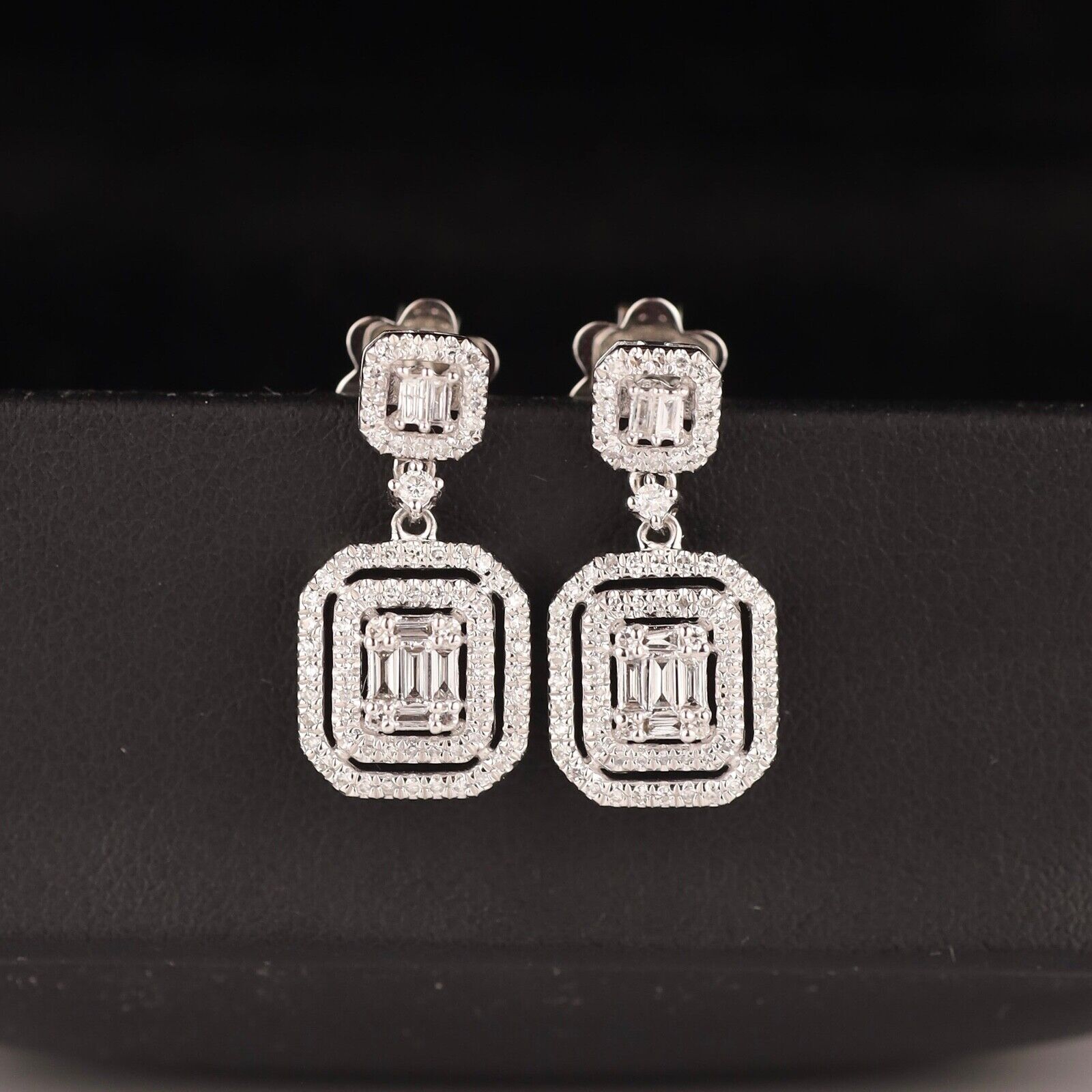 .585 CTW Diamond Dangling Earrings 14k White Gold E337-WG