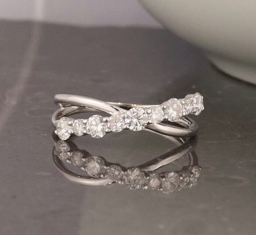 .91 CTW Diamond Half Eternity Ring 18K White Gold HE402