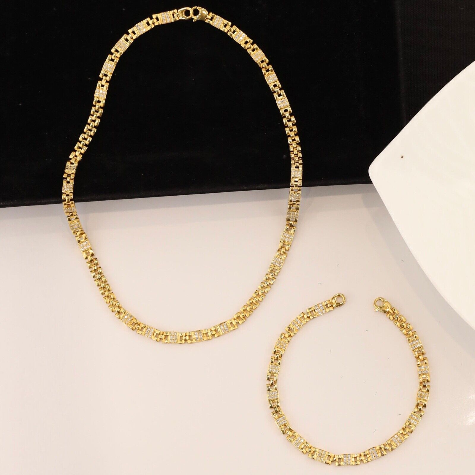 1.92 CTW Diamond Necklace & Bracelet Set 18k Yellow Gold JS222-YG