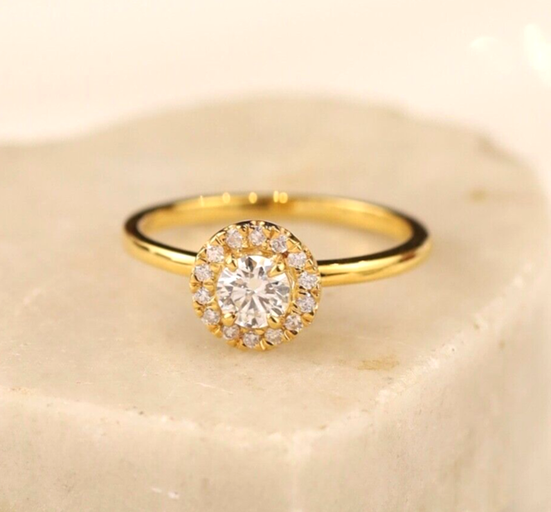 .432 CTW Diamond Engagement Ring 18k Yellow Gold ER046