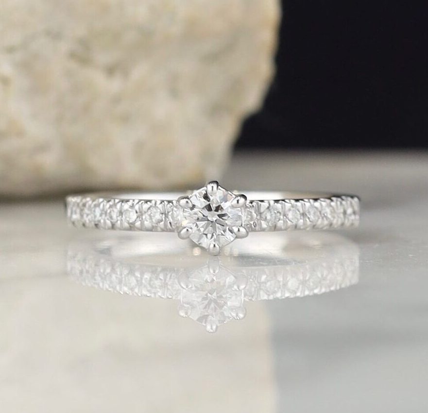 .36 CTW Diamond Engagement Ring 18K White Gold ER0315-1 WG