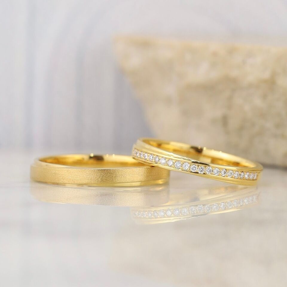.105 CTW Diamond Wedding Rings 18K Yellow Gold WR434-YG