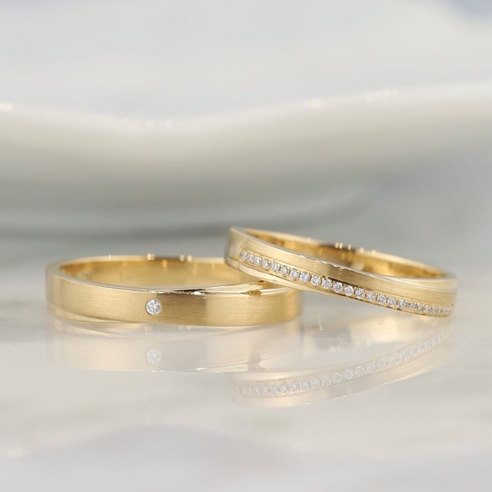 .076 CTW Diamond Wedding Rings 18K Yellow Gold WR429-YG