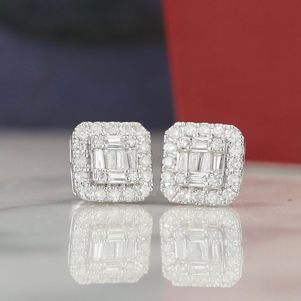 1.00 CTW Diamonds Stud Earrings 18K White Gold E091-WG