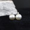 8.7 & 8.4 mm South Sea Pearl w/.04CTW Diamond Earrings 18K White Gold E093-1 WG