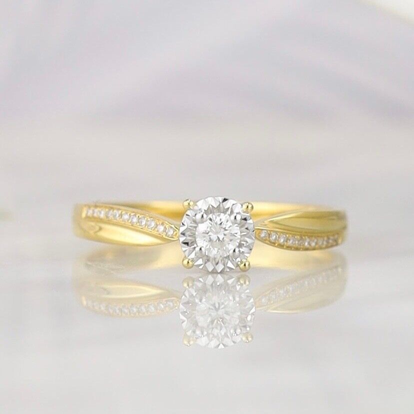 .108 CTW Diamond Engagement Ring 18K Yellow Gold ER652-1 Yg