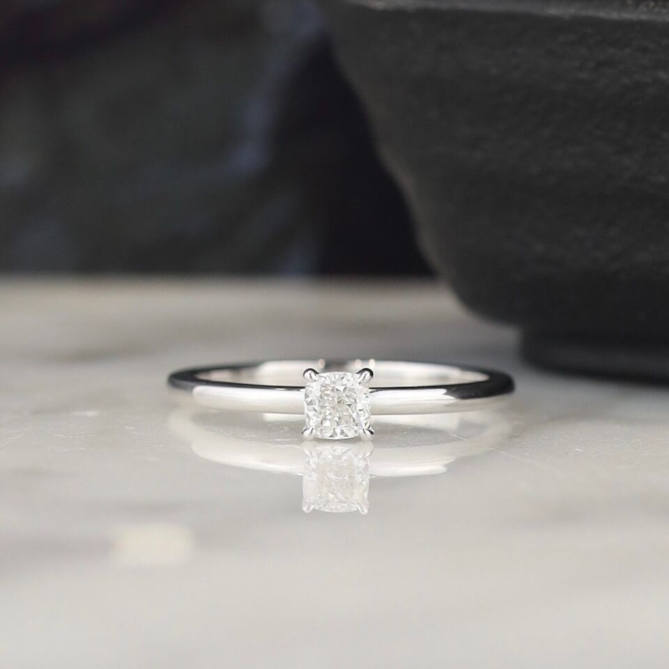 GIA-Certified .30 Carat Diamond Engagement Ring 18K White Gold ER0317-WG