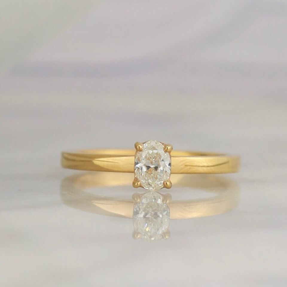 GIA .38 Carat Diamond Engagement Ring 18K Yellow Gold ER0327-YG