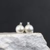 8.9 mm 8.7 mm SouthSea Pearl w/ .04CTW Diamond Earrings 18K White Gold E093-2 WG