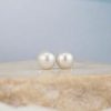 8.6 mm & 8.9 mm South Sea Pearl Stud Earrings 18K White Gold E095-2 WG