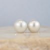 8.6 mm & 8.9 mm South Sea Pearl Stud Earrings 18K White Gold E095-2 WG