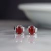 1.55 CTW Ruby Stud Earrings 18K White Gold E096-WG