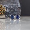1.42 CTW Blue Sapphire Stud Earrings 18K White Gold E099-WG