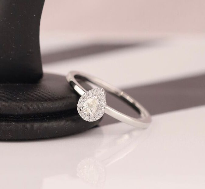 .135 CTW Diamond Engagement Ring 18k White Gold ER0256-1 WG