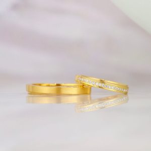 .105 CTW Diamond Wedding Rings 18K Yellow Gold WR440-YG