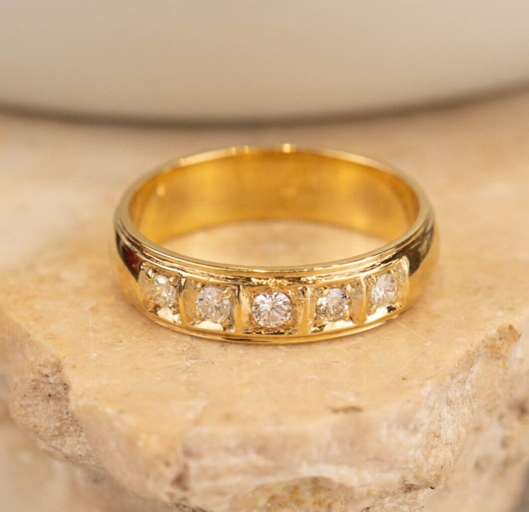 .19 CTW Diamond Half Eternity Ring 18k Yellow Gold HE213