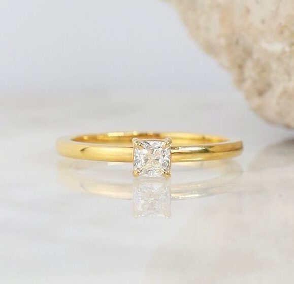 GIA .30 Carat Diamond Engagement Ring 18K Yellow Gold ER0366-YG