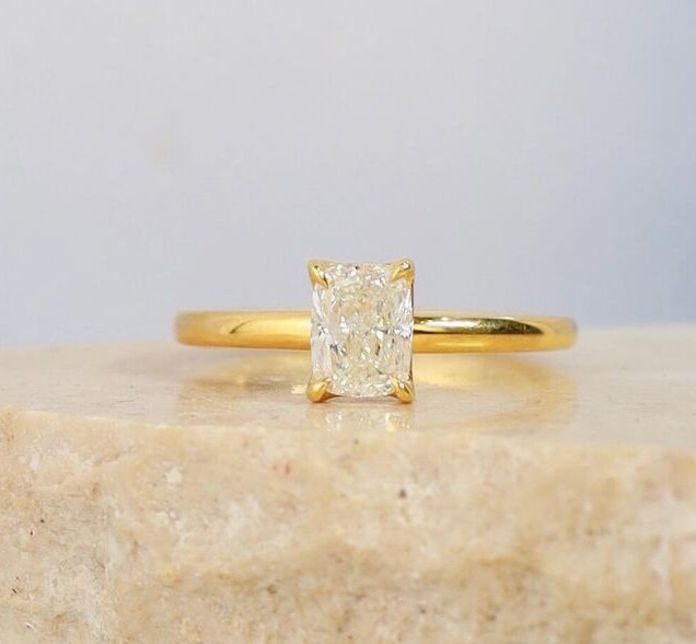 GIA 1.01 Carat Diamond Engagement Ring 18K Yellow Gold ER0377-YG