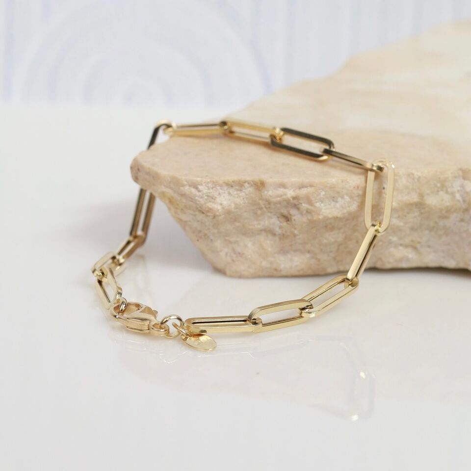 18K Yellow Gold Linked Chain Bracelet MB66-1