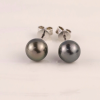 9.3mm South Sea Gray Pearl Earrings 14k White Gold E536