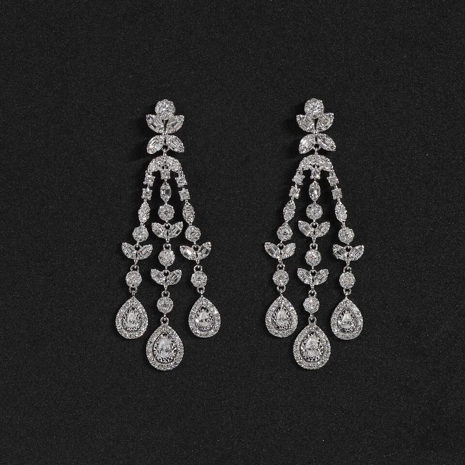 2.23 CTW Diamond Dangling Earrings 14k White Gold E0113-WG