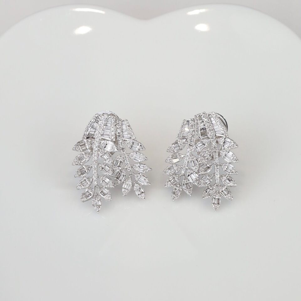 1.38 CTW Diamond Dangling Earrings 14K White Gold E0115-WG