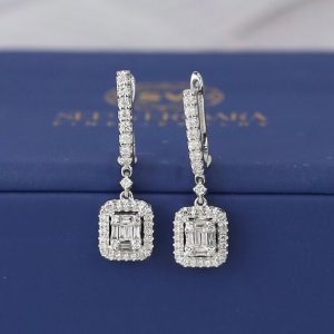 .359 CTW Diamond Dangling Earrings 14K White Gold JS242E-WG