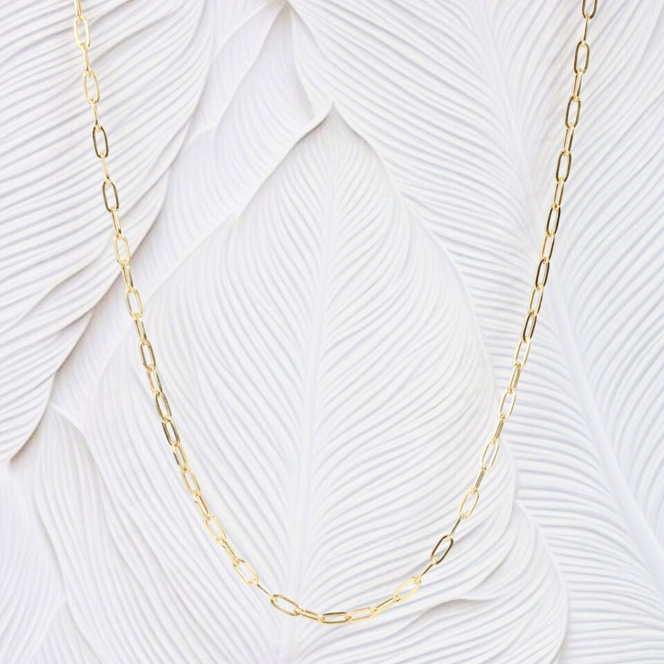 18K Yellow Gold Linked Chain Necklace MN05-1