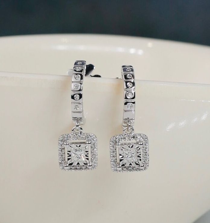 .276 CTW Diamond Dangling Earrings 14K White Gold JS230E-WG