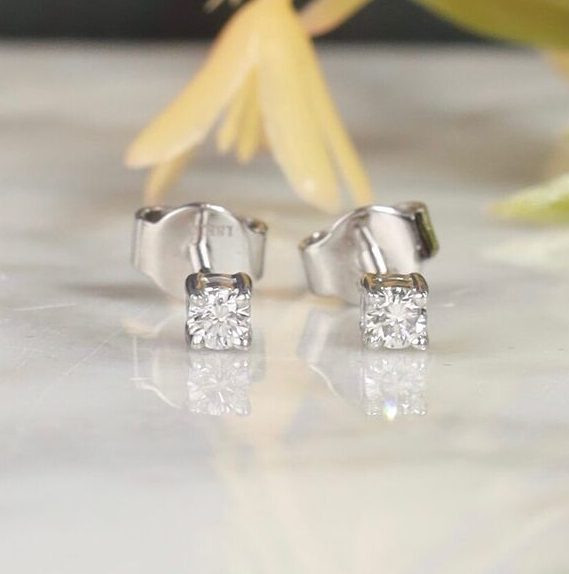 . 17 CTW Diamond Stud Earrings 18K White Gold E0125-2 WG