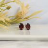 3.60 CTW Garnet Stud Earrings 18K White Gold E0128-WG