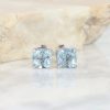 6.01 CTW Topaz Stud Earrings 18K White Gold E0122-WG