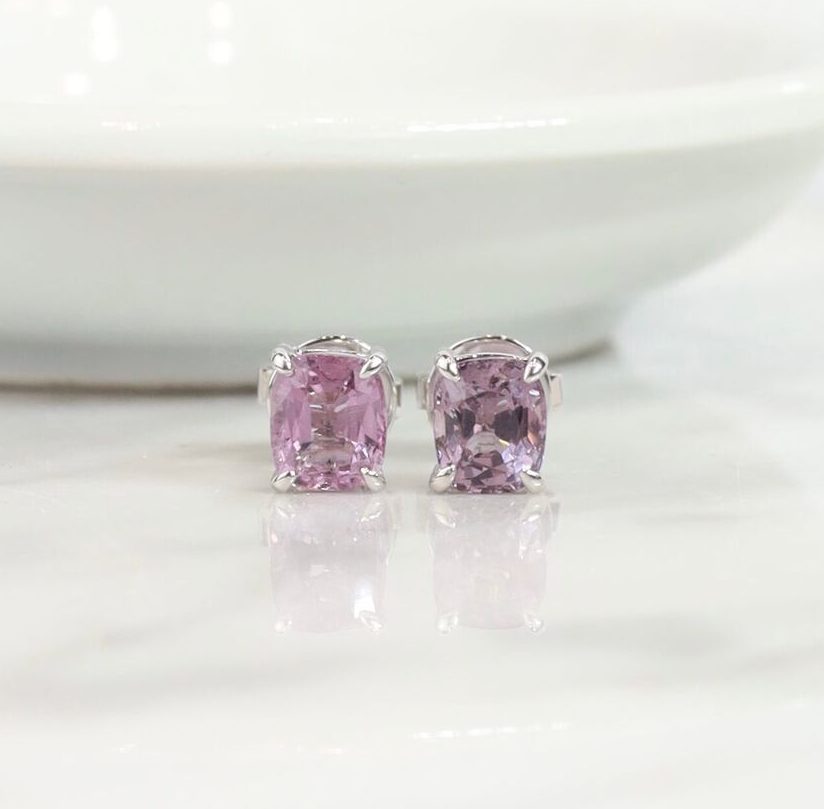 2.79 CTW Purple Spinel Stud Earrings 18K White Gold E0130-WG