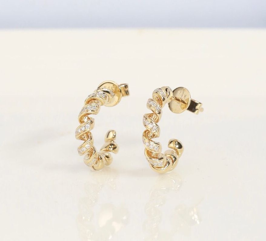 .13 CTW Diamond Loop Earrings 14K Yellow Gold E0142-YG