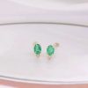 .30 CTW Emerald w/ .02 CTW Diamond Stud Earrings 18k Yellow Gold E579Y