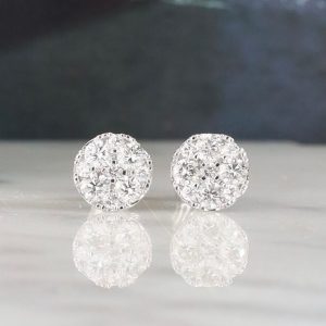 1.00 CTW Diamond Stud Earrings 18K White Gold E0104-WG